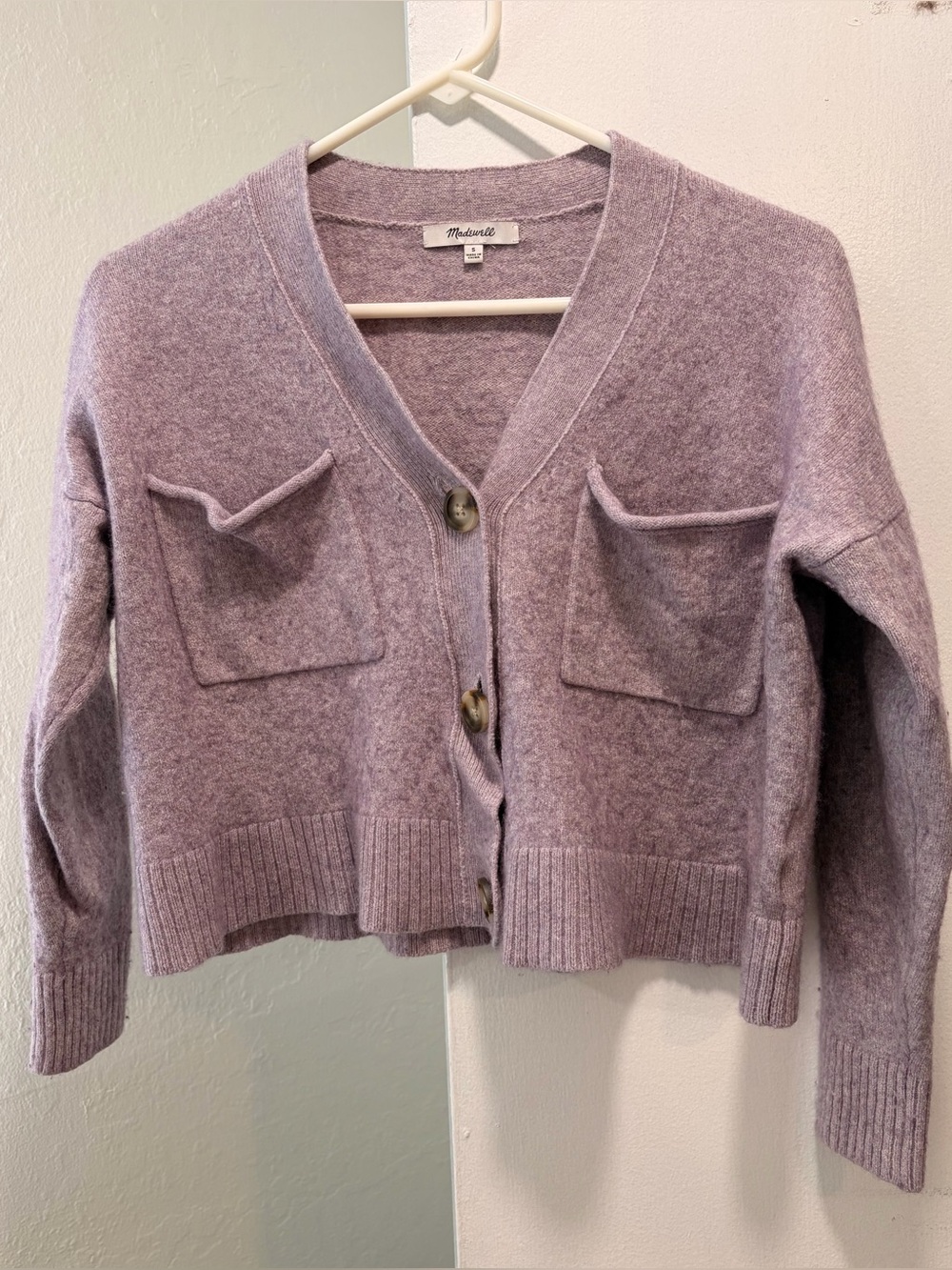 Madewell Lavender boxy cropped cardigan